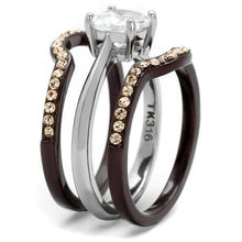 Load image into Gallery viewer, TK1343PC - Two Tone IP Dark Brown (IP coffee) Stainless Steel Ring with AAA Grade CZ  in Clear