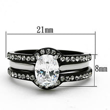 Load image into Gallery viewer, TK1344 - Two-Tone IP Black Stainless Steel Ring with AAA Grade CZ  in Clear