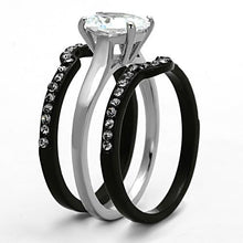 Load image into Gallery viewer, TK1344 - Two-Tone IP Black Stainless Steel Ring with AAA Grade CZ  in Clear