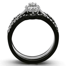 Load image into Gallery viewer, TK1345 - Two-Tone IP Black Stainless Steel Ring with AAA Grade CZ  in Clear