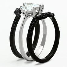 Load image into Gallery viewer, TK1347 - Two-Tone IP Black Stainless Steel Ring with AAA Grade CZ  in Clear
