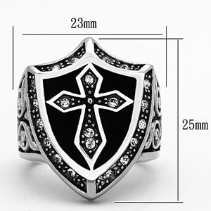 TK1349 - High polished (no plating) Stainless Steel Ring with Top Grade Crystal  in Clear