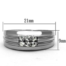 Load image into Gallery viewer, TK1357 - High polished (no plating) Stainless Steel Ring with Top Grade Crystal  in Clear