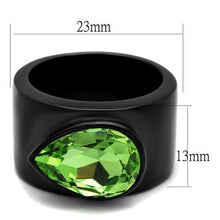 Load image into Gallery viewer, TK1363J - IP Black(Ion Plating) Stainless Steel Ring with Top Grade Crystal  in Peridot