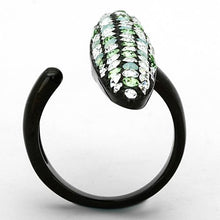 Load image into Gallery viewer, TK1365 - IP Black(Ion Plating) Stainless Steel Ring with Top Grade Crystal  in Multi Color