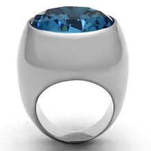 Load image into Gallery viewer, TK1367 - High polished (no plating) Stainless Steel Ring with Synthetic Synthetic Glass in Sea Blue