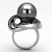 Load image into Gallery viewer, TK1371 - High polished (no plating) Stainless Steel Ring with Synthetic Pearl in Gray