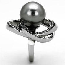 Load image into Gallery viewer, TK1371 - High polished (no plating) Stainless Steel Ring with Synthetic Pearl in Gray
