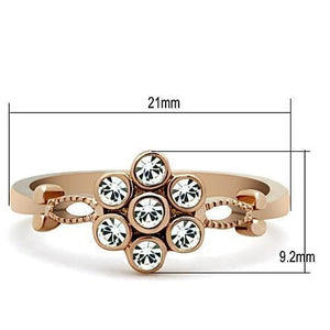 TK1378 - IP Rose Gold(Ion Plating) Stainless Steel Ring with Top Grade Crystal  in Clear