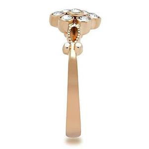 TK1378 - IP Rose Gold(Ion Plating) Stainless Steel Ring with Top Grade Crystal  in Clear