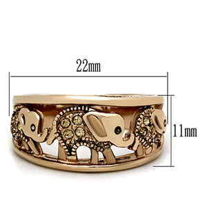 TK1380 - IP Rose Gold(Ion Plating) Stainless Steel Ring with Top Grade Crystal  in Citrine Yellow