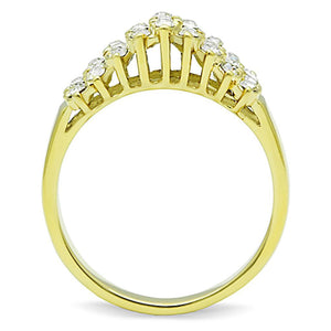 TK1384 - IP Gold(Ion Plating) Stainless Steel Ring with Top Grade Crystal  in Clear