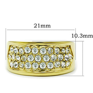 TK1385 - IP Gold(Ion Plating) Stainless Steel Ring with Top Grade Crystal  in Clear