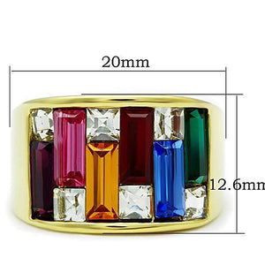 TK1397 - IP Gold(Ion Plating) Stainless Steel Ring with Top Grade Crystal  in Multi Color