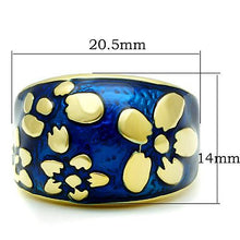 Load image into Gallery viewer, TK1399 - IP Gold(Ion Plating) Stainless Steel Ring with Epoxy  in Capri Blue