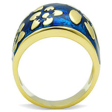 Load image into Gallery viewer, TK1399 - IP Gold(Ion Plating) Stainless Steel Ring with Epoxy  in Capri Blue