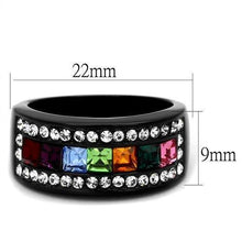 Load image into Gallery viewer, TK1402J - IP Black(Ion Plating) Stainless Steel Ring with Top Grade Crystal  in Multi Color
