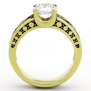 TK1410 - IP Gold(Ion Plating) Stainless Steel Ring with AAA Grade CZ  in Clear
