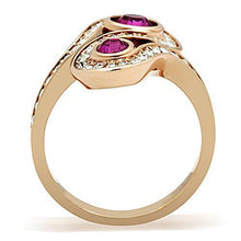 Load image into Gallery viewer, TK1413 - IP Rose Gold(Ion Plating) Stainless Steel Ring with Top Grade Crystal  in Fuchsia