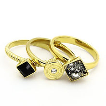 Load image into Gallery viewer, TK1417 - IP Gold(Ion Plating) Stainless Steel Ring with Top Grade Crystal  in Jet