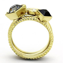 Load image into Gallery viewer, TK1417 - IP Gold(Ion Plating) Stainless Steel Ring with Top Grade Crystal  in Jet
