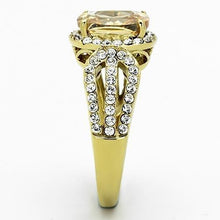 Load image into Gallery viewer, TK1418 - IP Gold(Ion Plating) Stainless Steel Ring with AAA Grade CZ  in Champagne