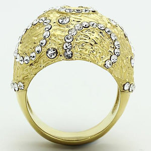 TK1419 - IP Gold(Ion Plating) Stainless Steel Ring with Top Grade Crystal  in Clear