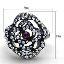 Load image into Gallery viewer, TK1422 - Two-Tone IP Black Stainless Steel Ring with Top Grade Crystal  in Amethyst