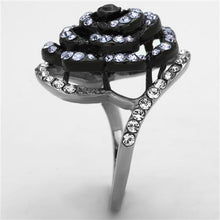 Load image into Gallery viewer, TK1422 - Two-Tone IP Black Stainless Steel Ring with Top Grade Crystal  in Amethyst