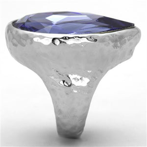 TK1426 - High polished (no plating) Stainless Steel Ring with Top Grade Crystal  in Tanzanite