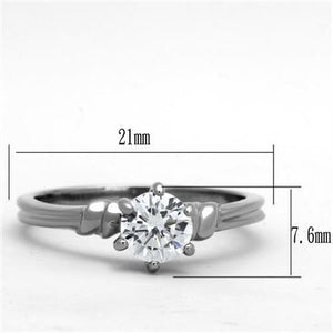 TK1431 - High polished (no plating) Stainless Steel Ring with AAA Grade CZ  in Clear