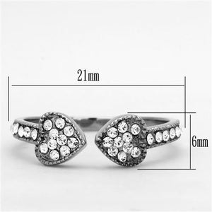 TK1432 High polished (no plating) Stainless Steel Ring with Top Grade Crystal in Clear