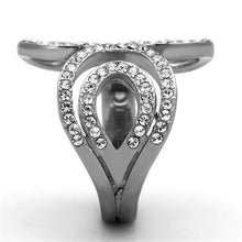 Load image into Gallery viewer, TK1437 - High polished (no plating) Stainless Steel Ring with Top Grade Crystal  in Clear