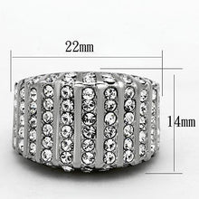 Load image into Gallery viewer, TK1447 - High polished (no plating) Stainless Steel Ring with Top Grade Crystal  in Clear