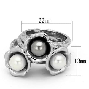TK1449 - High polished (no plating) Stainless Steel Ring with Synthetic Pearl in Multi Color