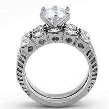 Load image into Gallery viewer, TK1450 - High polished (no plating) Stainless Steel Ring with AAA Grade CZ  in Clear