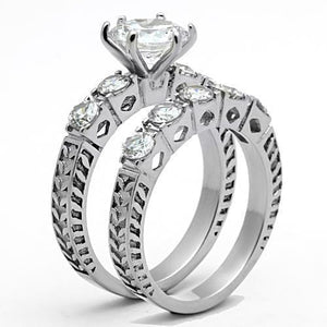 TK1450 - High polished (no plating) Stainless Steel Ring with AAA Grade CZ  in Clear