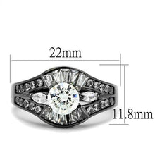Load image into Gallery viewer, TK1451LJ IP Light Black  (IP Gun) Stainless Steel Ring with AAA Grade CZ in Clear