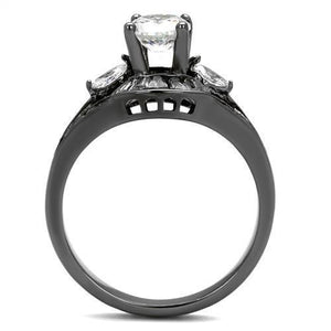 TK1451LJ IP Light Black  (IP Gun) Stainless Steel Ring with AAA Grade CZ in Clear
