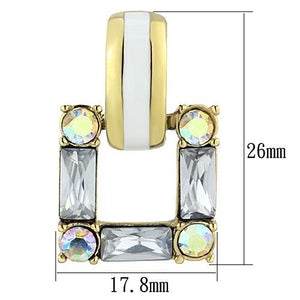TK1465 - IP Gold(Ion Plating) Stainless Steel Earrings with Top Grade Crystal  in Clear