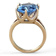 Load image into Gallery viewer, TK1484 - IP Rose Gold(Ion Plating) Stainless Steel Ring with Synthetic Spinel in London Blue