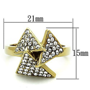 TK1485 - IP Gold(Ion Plating) Stainless Steel Ring with Top Grade Crystal  in Clear