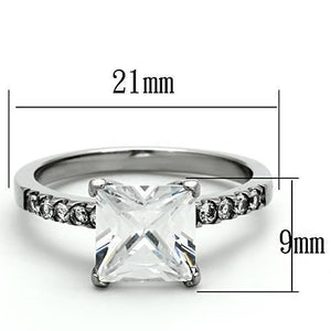 TK1486 - High polished (no plating) Stainless Steel Ring with AAA Grade CZ  in Clear