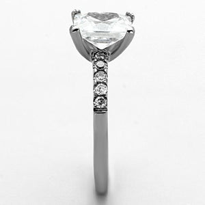 TK1486 - High polished (no plating) Stainless Steel Ring with AAA Grade CZ  in Clear
