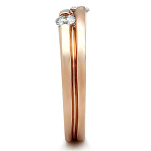 TK1491 - IP Rose Gold(Ion Plating) Stainless Steel Ring with AAA Grade CZ  in Clear