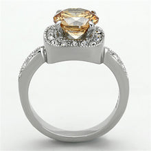 Load image into Gallery viewer, TK1495 - High polished (no plating) Stainless Steel Ring with AAA Grade CZ  in Champagne