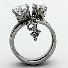 Load image into Gallery viewer, TK1497 - High polished (no plating) Stainless Steel Ring with AAA Grade CZ  in Clear