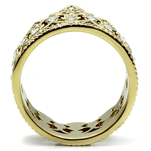 TK1507 - IP Gold(Ion Plating) Stainless Steel Ring with Top Grade Crystal  in Clear