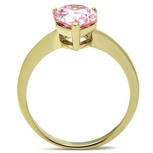 TK1508 - IP Gold(Ion Plating) Stainless Steel Ring with AAA Grade CZ  in Rose