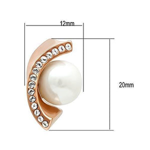 TK1510 - IP Rose Gold(Ion Plating) Stainless Steel Earrings with Synthetic Pearl in White